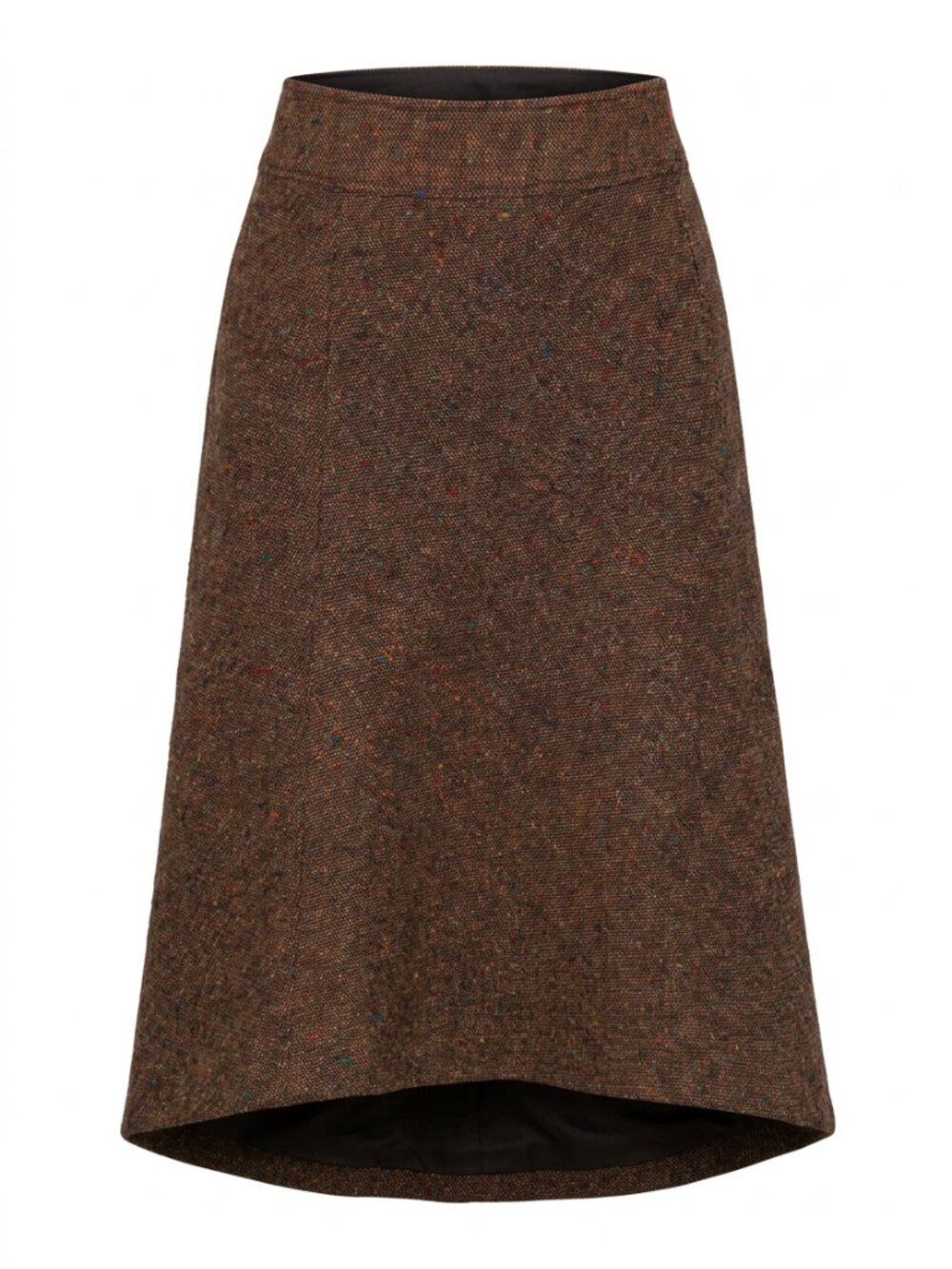 Vintage Brown Heritage Academia Flecked Tweed A-Line Midi Skirt High Waist XS